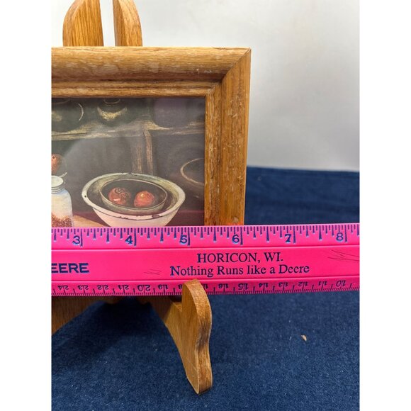 Small Wooden Easel With Framed Still Life Print By Leo Reynolds apples kitchen d - Picture 3 of 6